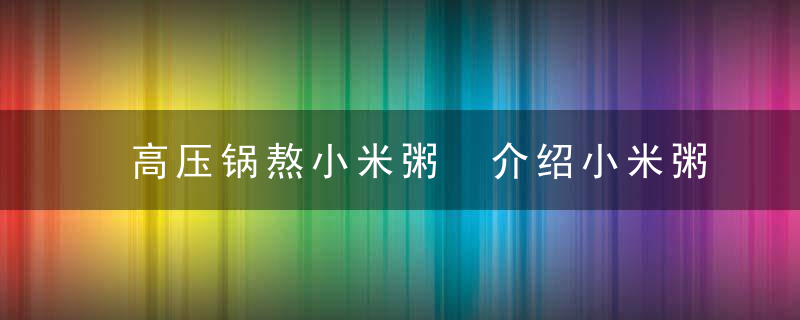 高压锅熬小米粥 介绍小米粥的营养价值和具体做法